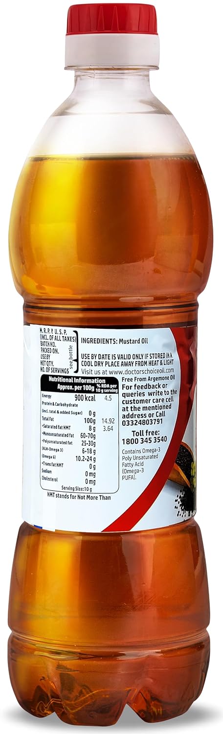 DOCTORS' CHOICE Kachi Ghani Mustard Oil Bottle 910 g