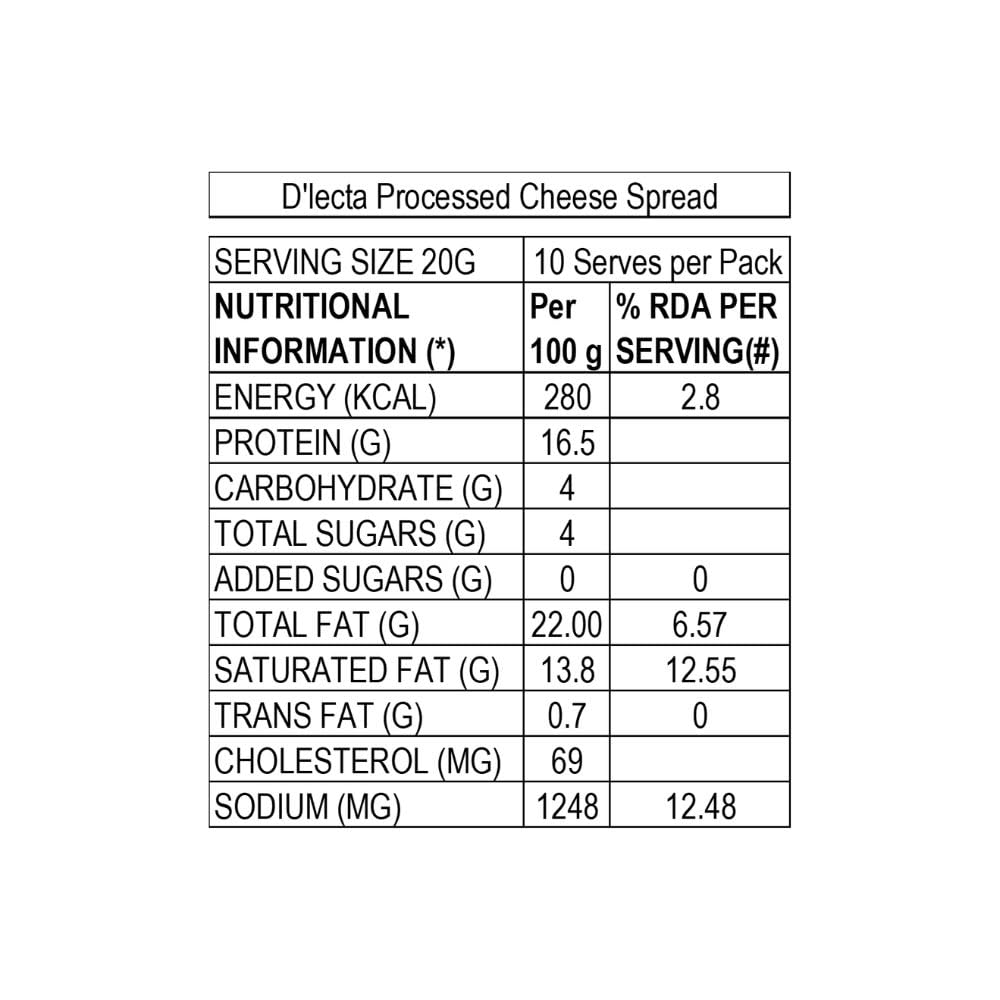 D'lecta Processed Cheese Slices 200g – 10 Slices