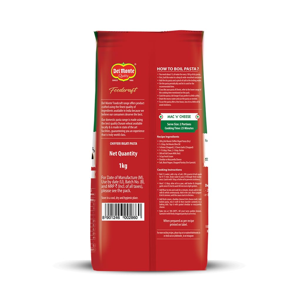Del Monte Foodcraft Chifferi/Elbow Pasta 1Kg