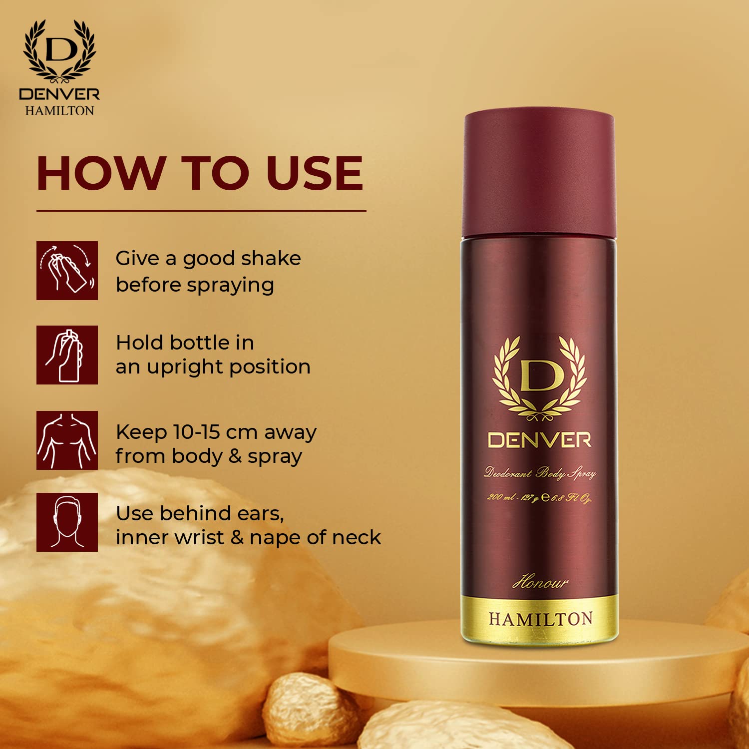 Denver Hamilton, Caliber & Honour Deodorant for Men 150ml Each (Pack of 3)
