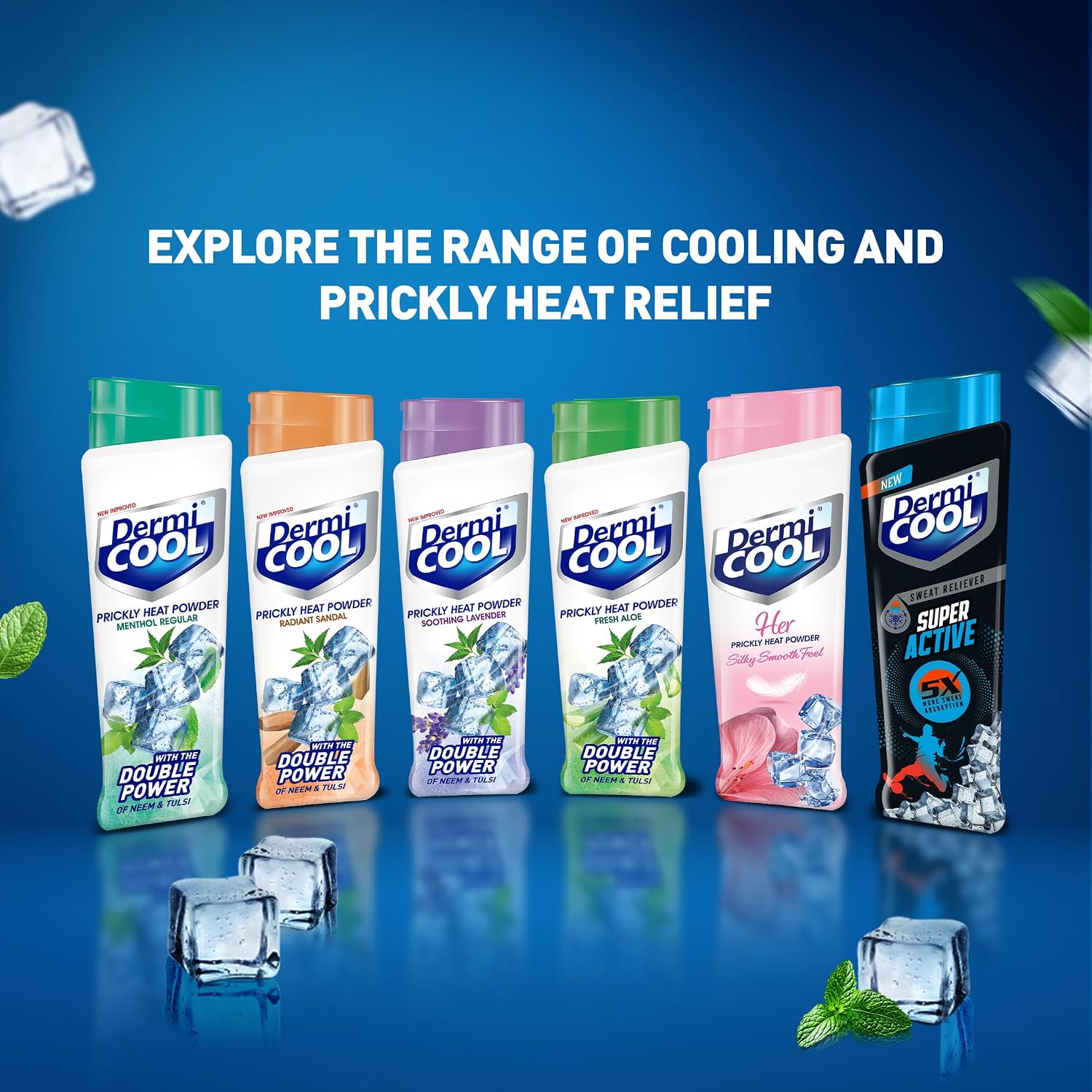 Dermi Cool Menthol Regular Prickly Heat Powder 400g