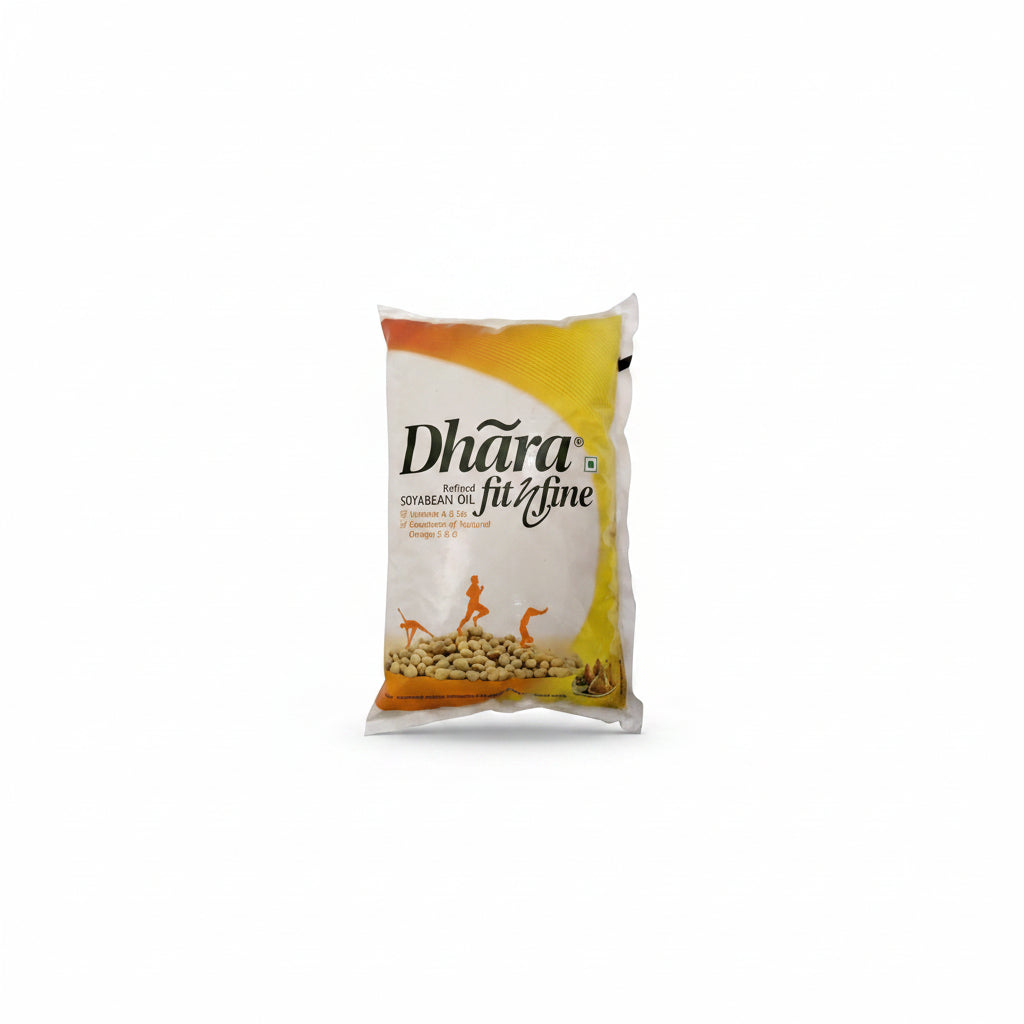 Dhara Fit N Fine Cooking Oil - Refined Soyabean, 1L Pouch