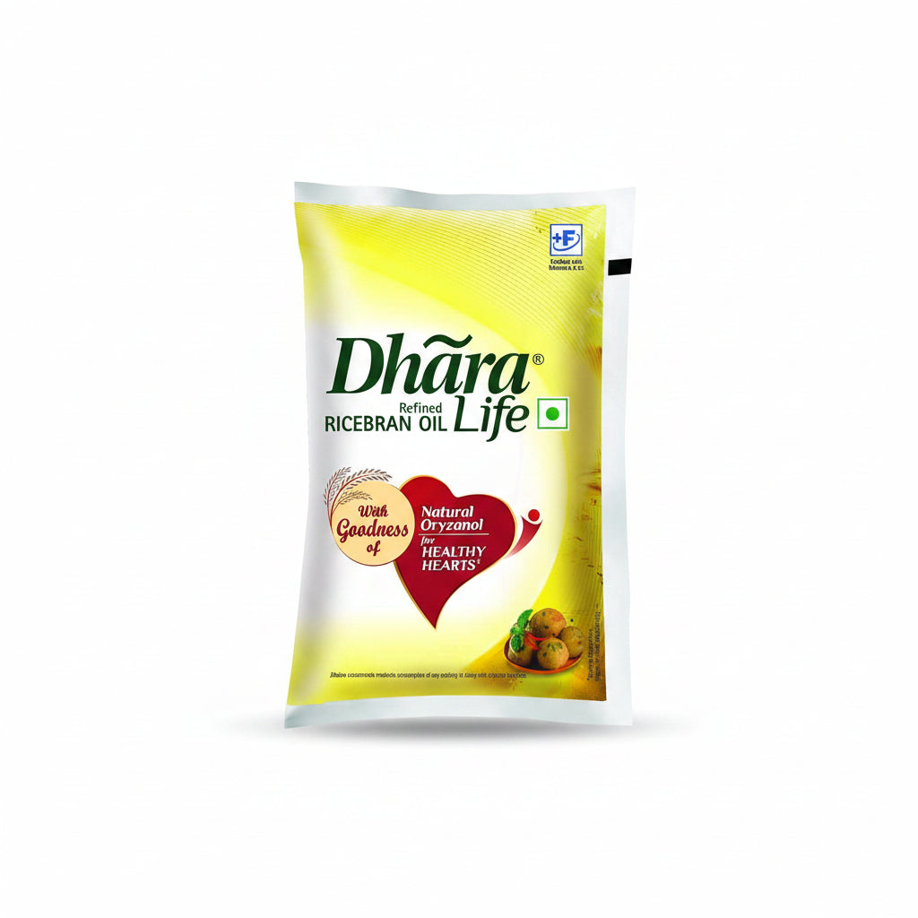 Dhara Life Refined Rice Bran Oil, 750gm/840gm/1ltr stocks (Weight May Very)