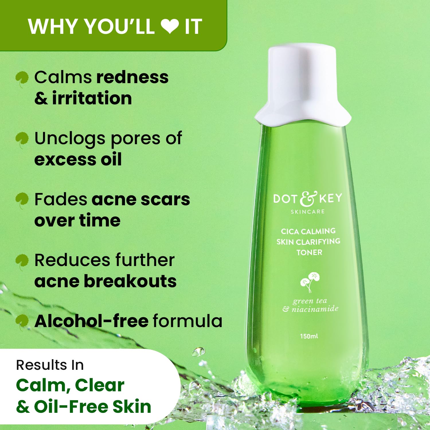 Dot & Key Cica Calming Skin Clarifying Toner with Green Tea & Niacinamide 150ml