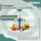 E-COSMOS® Food Chopper 900ml, 4 Blade Steel Large Manual Hand-Press Vegetable Chopper