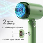 VGR V-421 Foldable Hair Dryer - 1200 Watts, 2 Speed Settings, Dc Motor For Long-Lasting Performance, Overheating Protection, Ergonomic Design For Comfortable Use (Green)