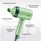 VGR V-421 Foldable Hair Dryer - 1200 Watts, 2 Speed Settings, Dc Motor For Long-Lasting Performance, Overheating Protection, Ergonomic Design For Comfortable Use (Green)