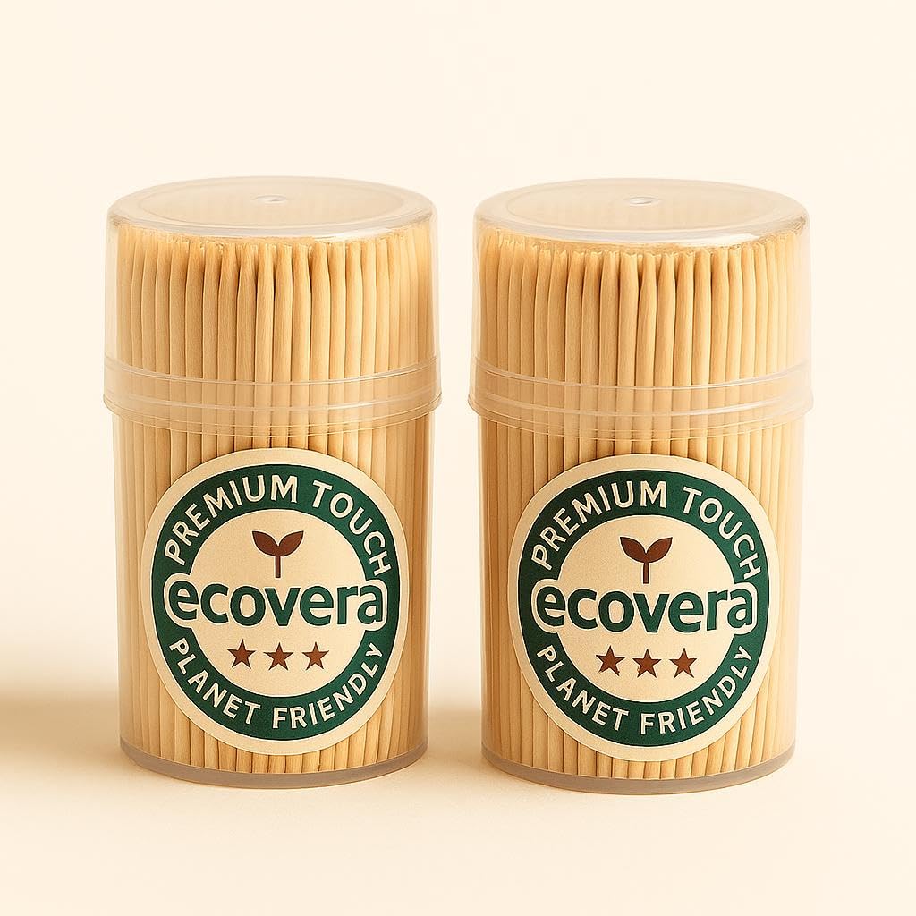 ECOVERA Wooden Toothpicks 500 Count (2 Pack)