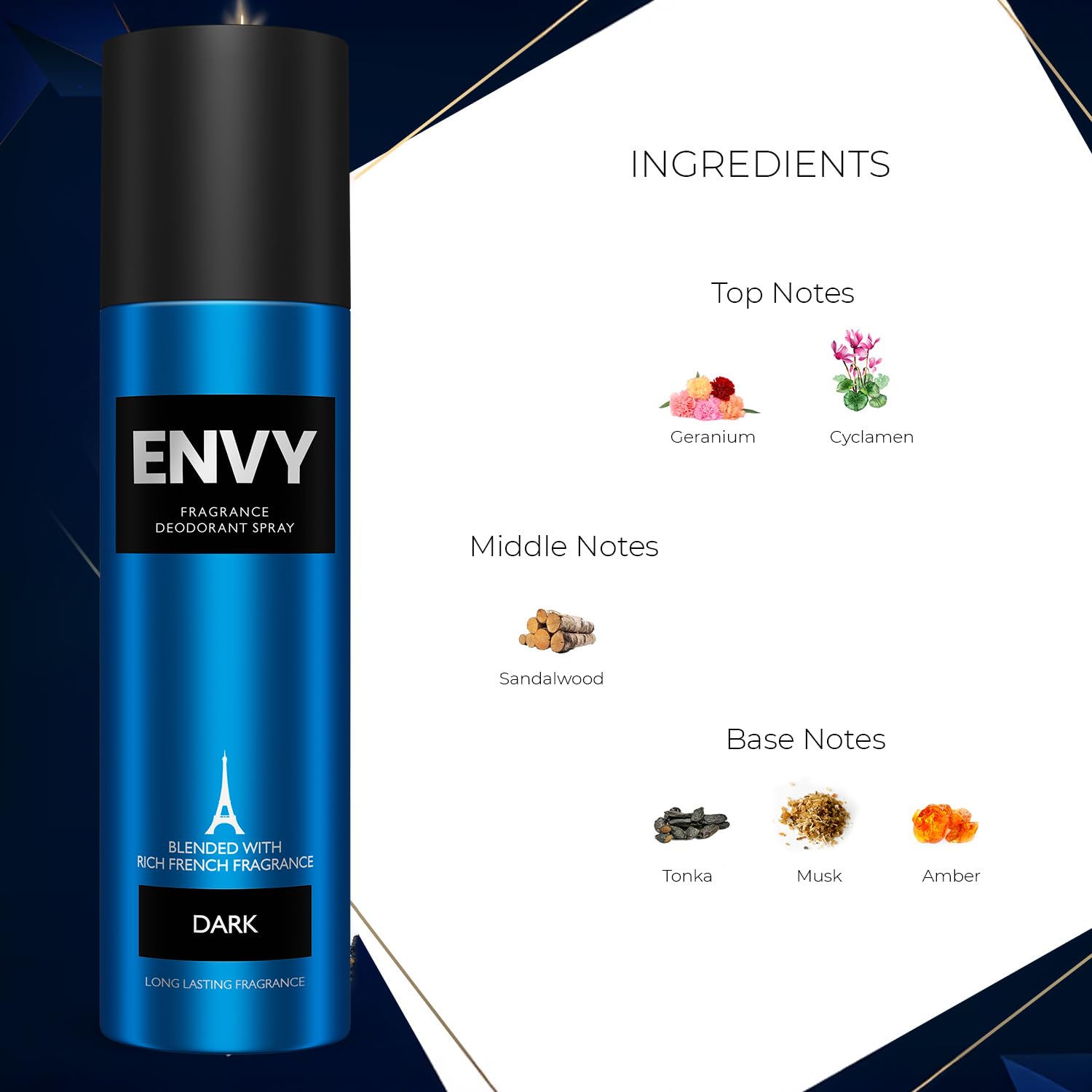 ENVY Dark Deodorant For Men -140 ML Each, Pack of 3