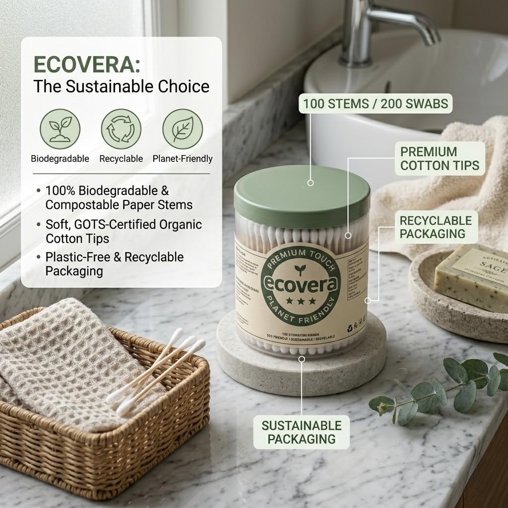 Ecovera Cotton Buds 100 Sticks