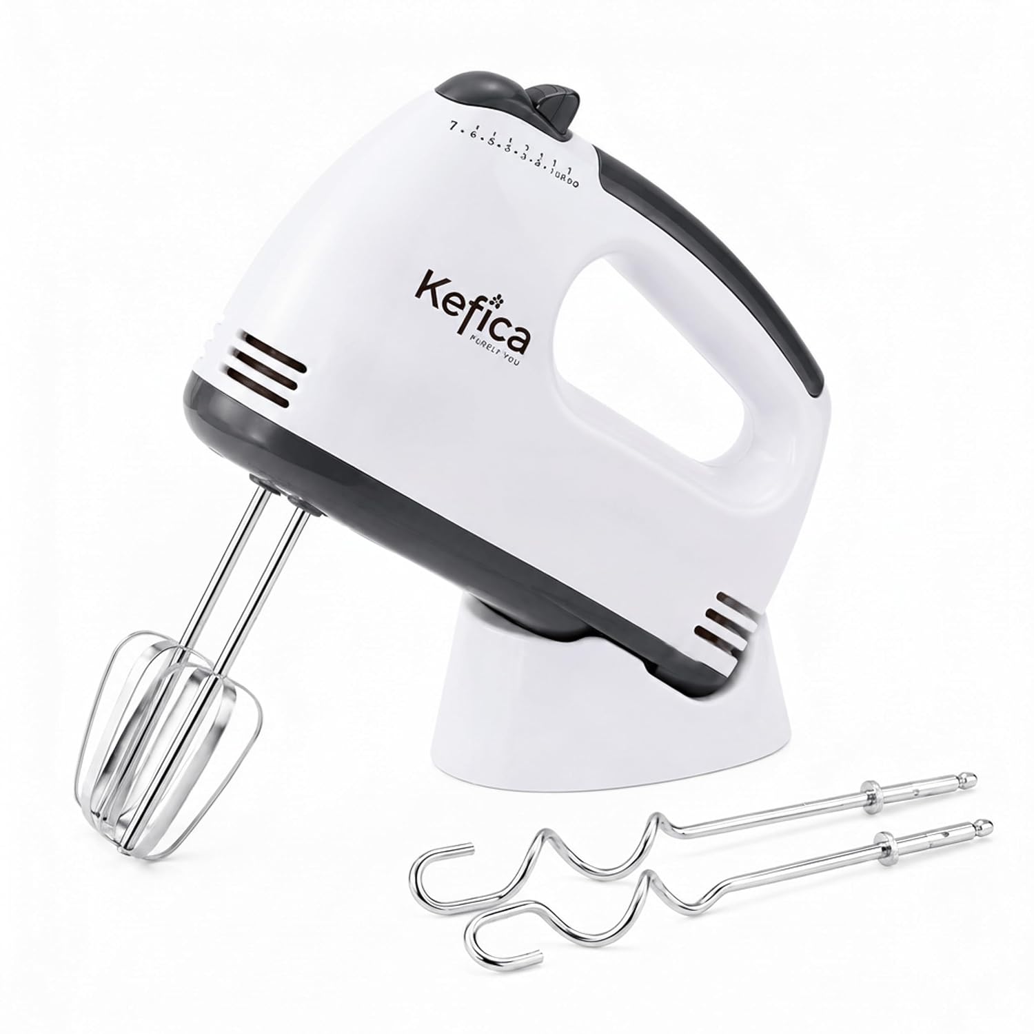 Electric Hand Mixer 7-Speed Portable Handheld Cake Mixer with 2 Stainless Steel Beaters & 2 Dough Hooks