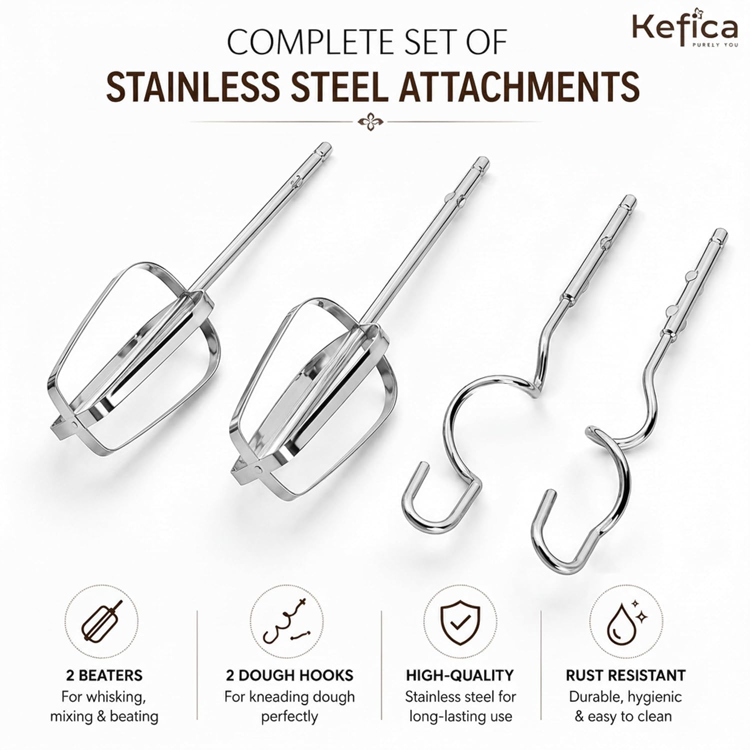 Electric Hand Mixer 7-Speed Portable Handheld Cake Mixer with 2 Stainless Steel Beaters & 2 Dough Hooks