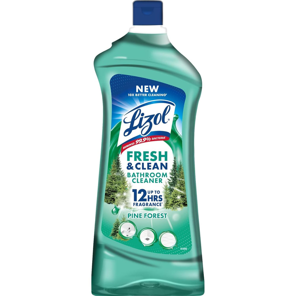 Lizol Fresh & Clean Bathroom Cleaner | Pine | 1L | 10X Better Cleaning | Upto 12Hrs Fragrance| Multi Surface Clean Floors, Basin, Tiles