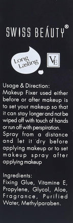 Swiss Beauty Long lasting Misty Finish Professional Makeup Fixer Spray for Face makeup