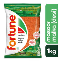 Fortune Masoor Malka (Desi), 1 kg, Unpolished and Sortex cleaned