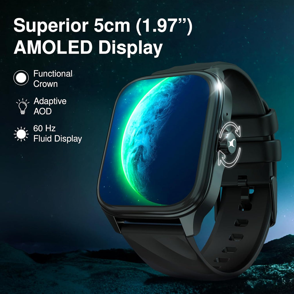 Fastrack Astor FS1 Pro Smart Watch, 1.97" AMOLED Display, Bluetooth Calling, 100+ Sports Modes, SpO2 & Heart Rate Monitoring, Women's Health, IP68, Up to 5 Days Battery, Functional Crown (Blue)