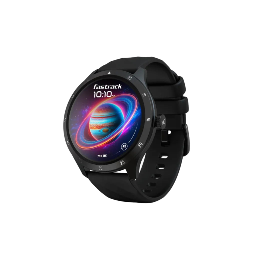 Fastrack Jupitor R2 Smart Watch, 1.38” TFT Display, 240 * 240 Pixel Resolution, SingleSync BT Calling, AI Voice Assistant, 100+ Sports Modes & Smartwatch Faces,Upto 5 Day Battery, IP68 (Black)