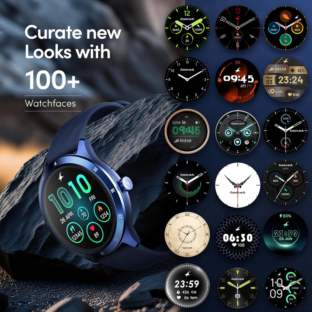 Fastrack Jupitor R2 Smart Watch, 1.38” TFT Display, 240 * 240 Pixel Resolution, SingleSync BT Calling, AI Voice Assistant, 100+ Sports Modes & Smartwatch Faces,Upto 5 Day Battery, IP68 (Blue)