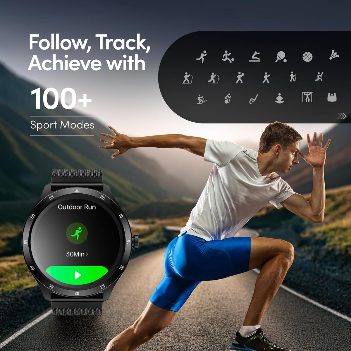 Fastrack Jupitor R2 Smart Watch, 1.38” TFT Display, 240 * 240 Pixel Resolution, SingleSync BT Calling, AI Voice Assistant, 100+ Sports Modes & Smartwatch Faces,Upto 5 Day Battery, IP68 (Teal)