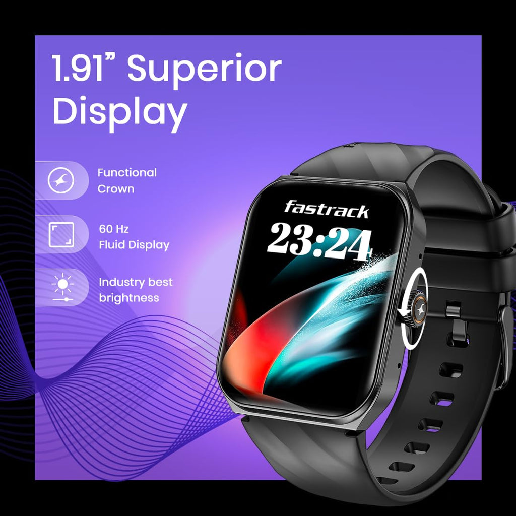 Fastrack New Limitless X2 Smartwatch|1.91" UltraVU with Rotating Crown|60 Hz Refresh Rate|Advanced Chipset|SingleSync BT Calling|NitroFast Charge|100+ Sports Mode & Faces|Upto 5 Day Battery|IP68,Teal