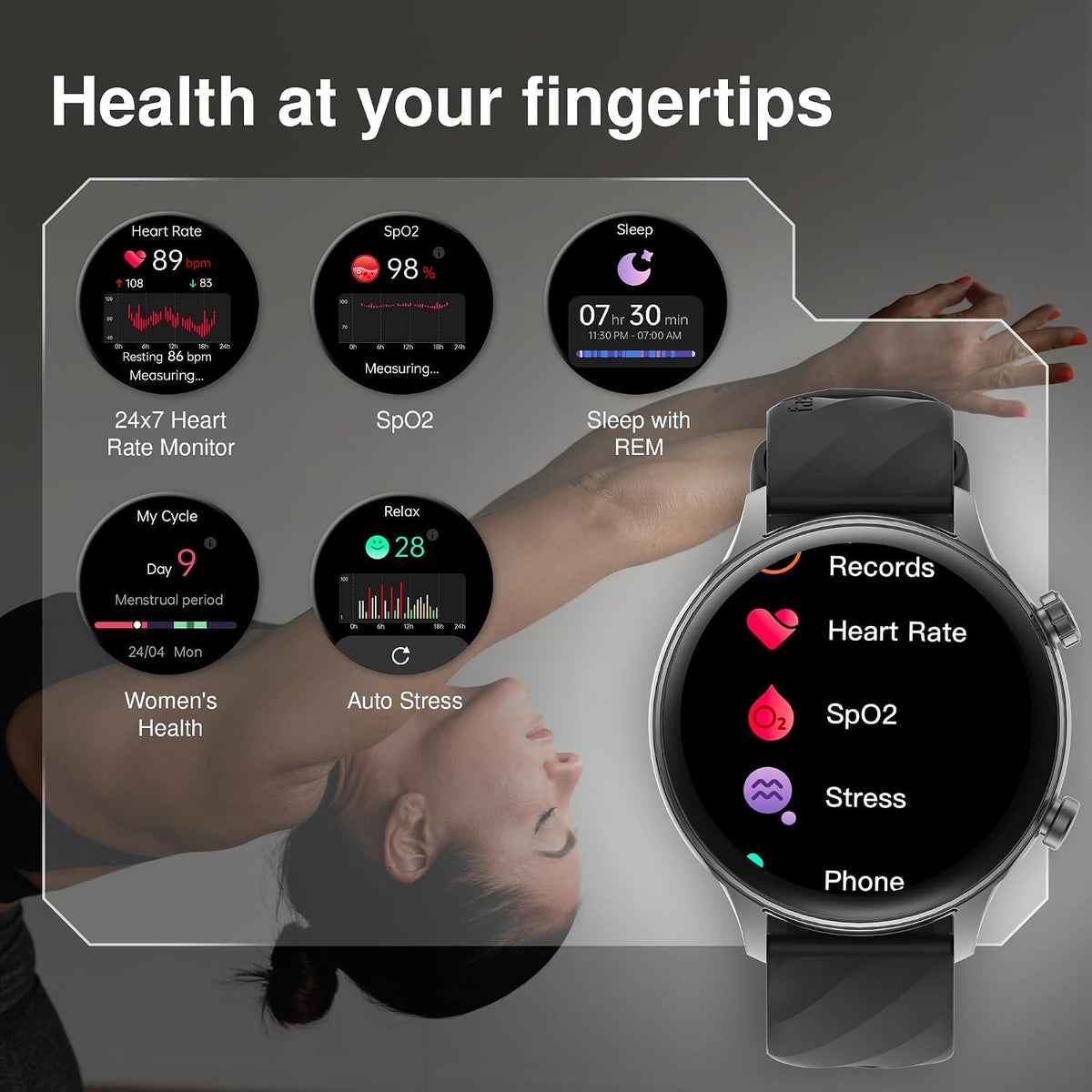 Fastrack Optimus 2 Pro Smart Watch,1.43'' AMOLED Display, Advanced Blazing Fast UI, AOD, Metal Case, IP68 Water & Dust Resistant, Single Sync BT Calling, Working Crown Smartwatch for Men & Women
