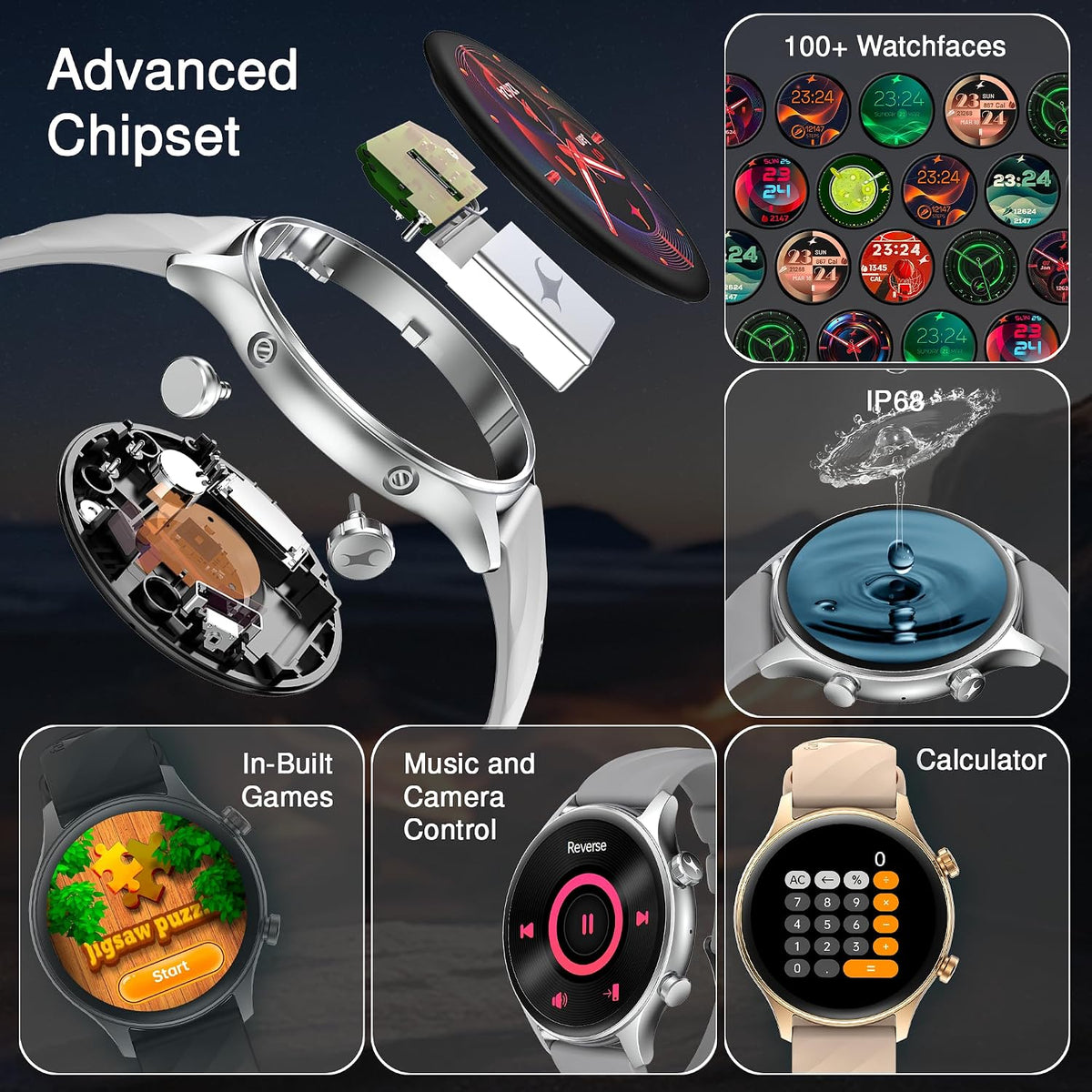Fastrack Optimus 2 Pro Smart Watch,1.43'' AMOLED Display, Advanced Blazing Fast UI, AOD, Metal Case, IP68 Water & Dust Resistant, Single Sync BT Calling, Working Crown Smartwatch for Men & Women