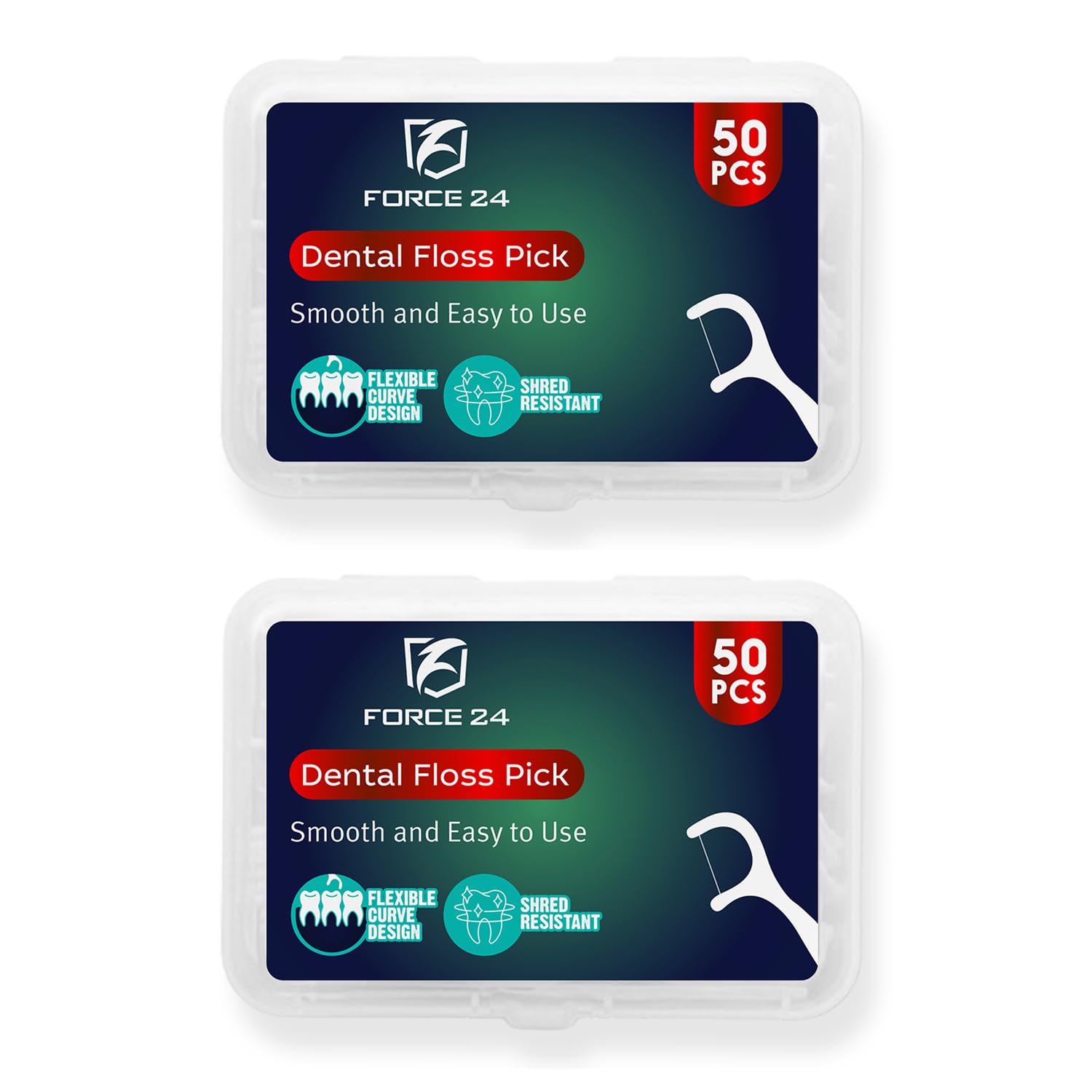 Force24 Dental Floss Picks for Tooth Cleaning (50pcs) (Pack of 2)