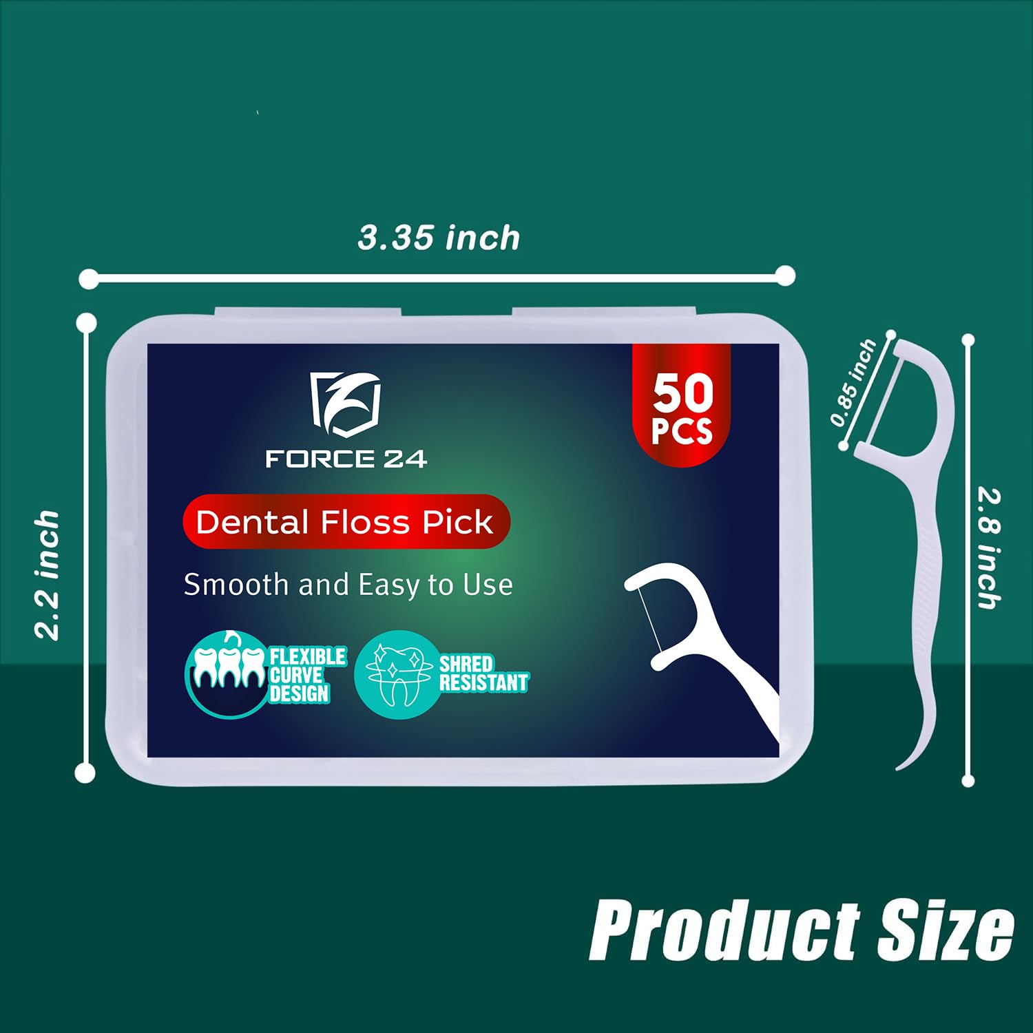 Force24 Dental Floss Picks for Tooth Cleaning (50pcs) (Pack of 2)