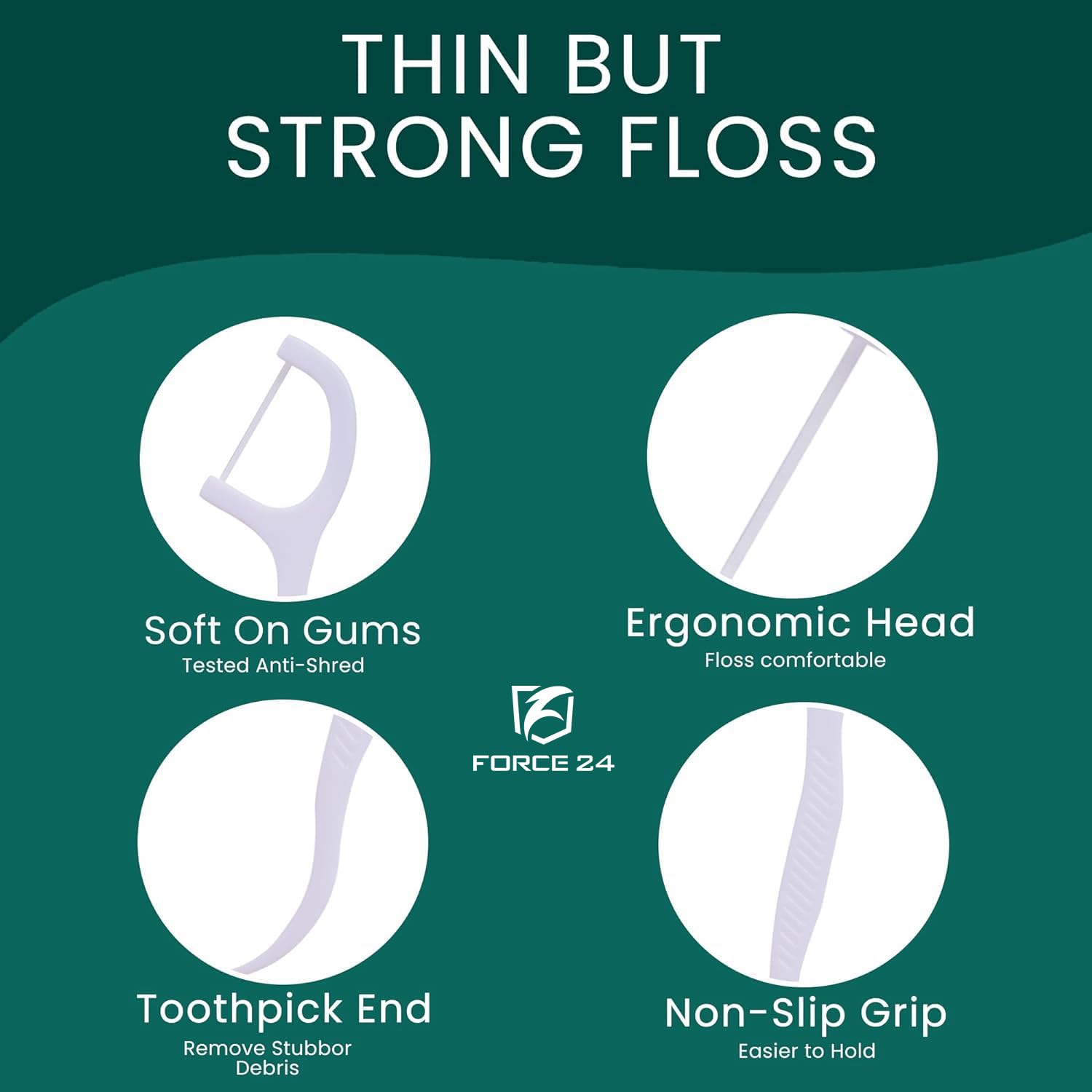 Force24 Dental Floss Picks for Tooth Cleaning (50pcs) (Pack of 2)