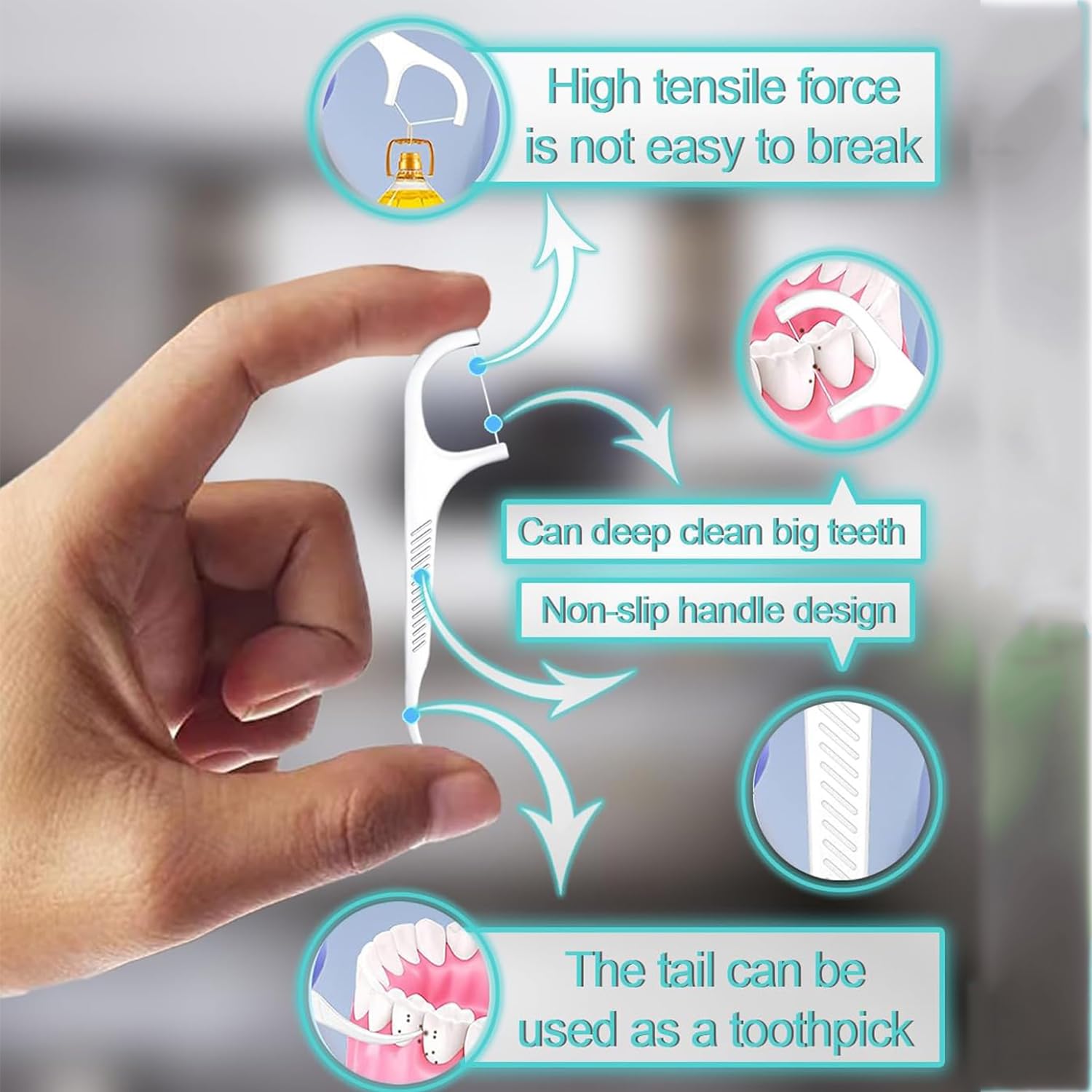 Force24 Dental Floss Picks for Tooth Cleaning (50pcs) (Pack of 2)
