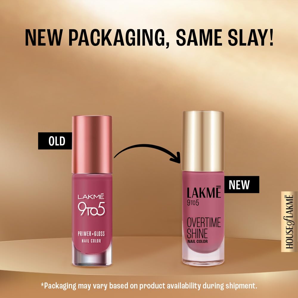 AKMÉ 9 to 5 Primer + Glossy Finish Nail Color|| Berry Business|| 6 ml
