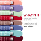 AKMÉ 9 to 5 Primer + Glossy Finish Nail Color|| Berry Business|| 6 ml