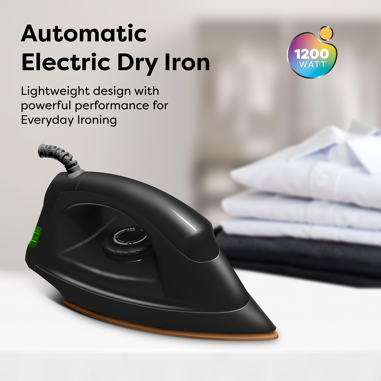 GD208 LED Dry Iron, Black
