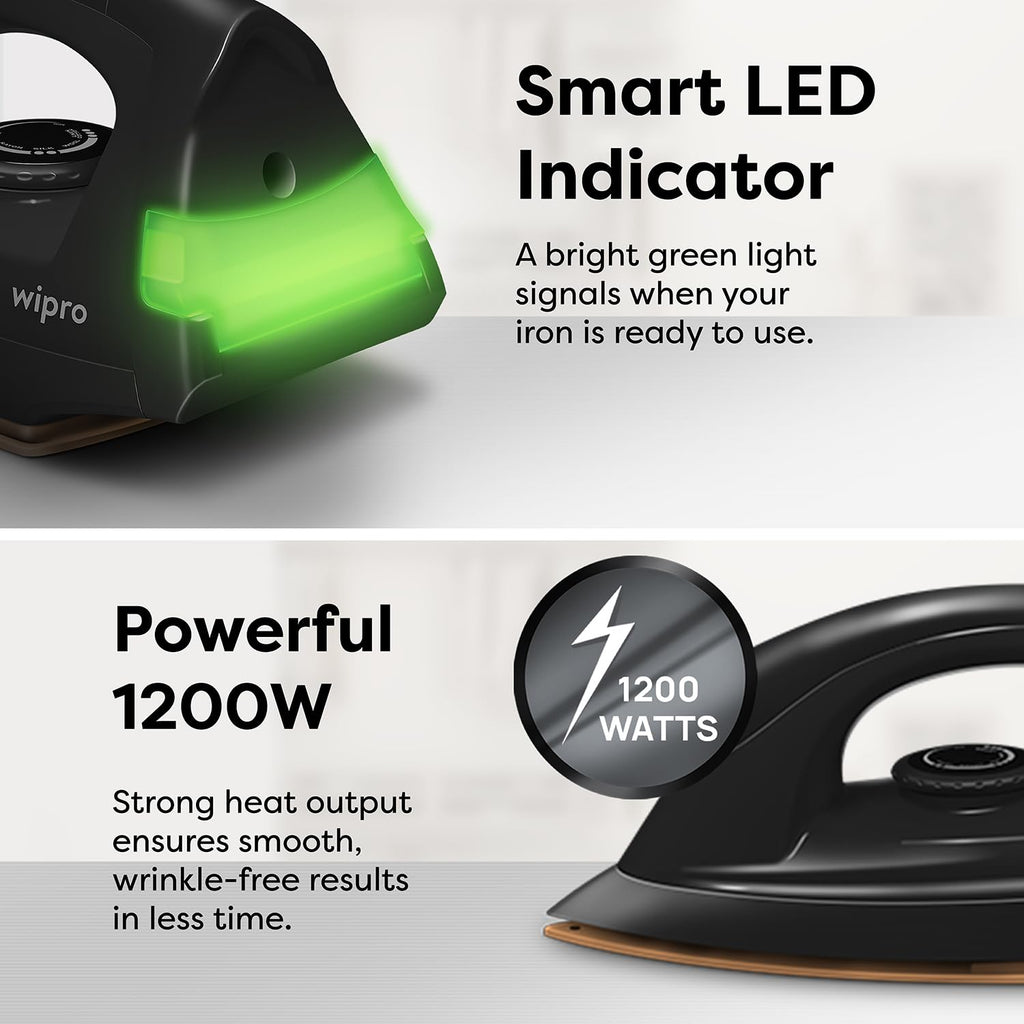 GD208 LED Dry Iron, Black