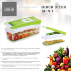 Ganesh 14 in 1 Multipurpose Chopper, Fruits & Vegetable Cutters (Green, Plastic)