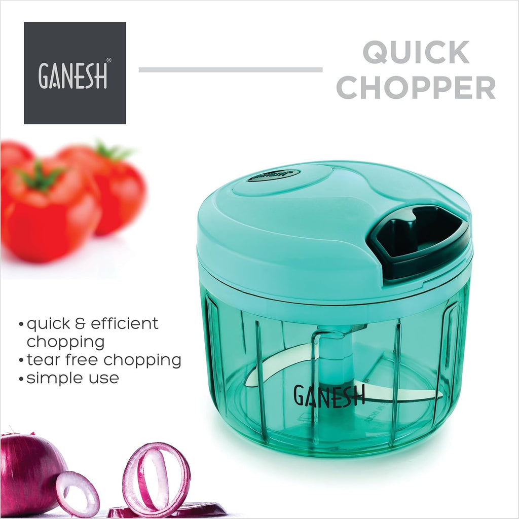 Ganesh Plastic Vegetable Chopper Cutter, Pool Green (725 ml)