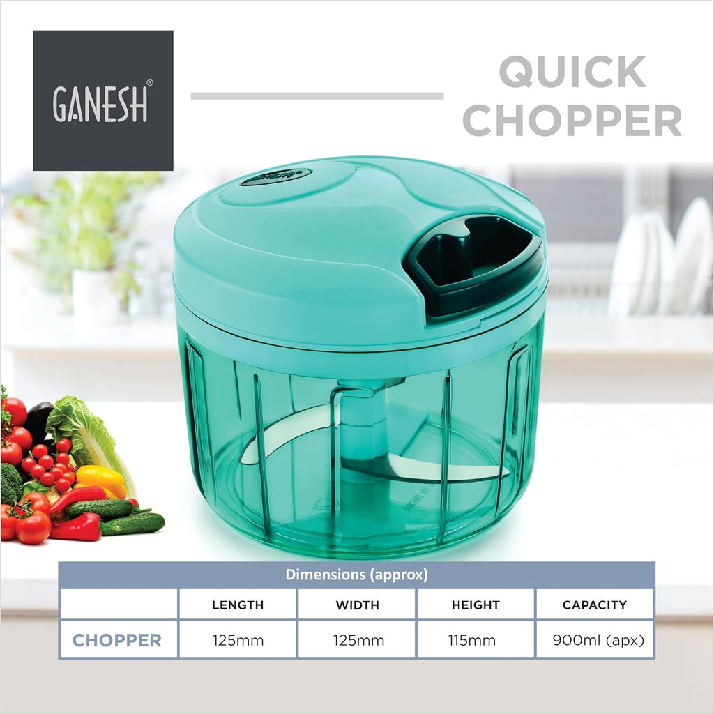 Ganesh Plastic Vegetable Chopper Cutter, Pool Green (725 ml)