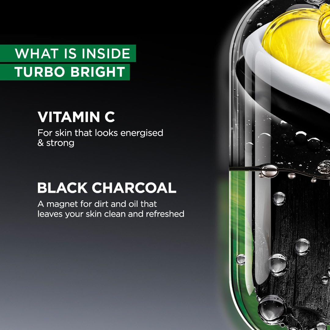Garnier Men, Face Wash, Brightening & Anti-Pollution, TurboBright Double Action, 155 g