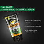 Garnier Men, Face Wash, Brightening & Anti-Pollution, TurboBright Double Action, 155 g