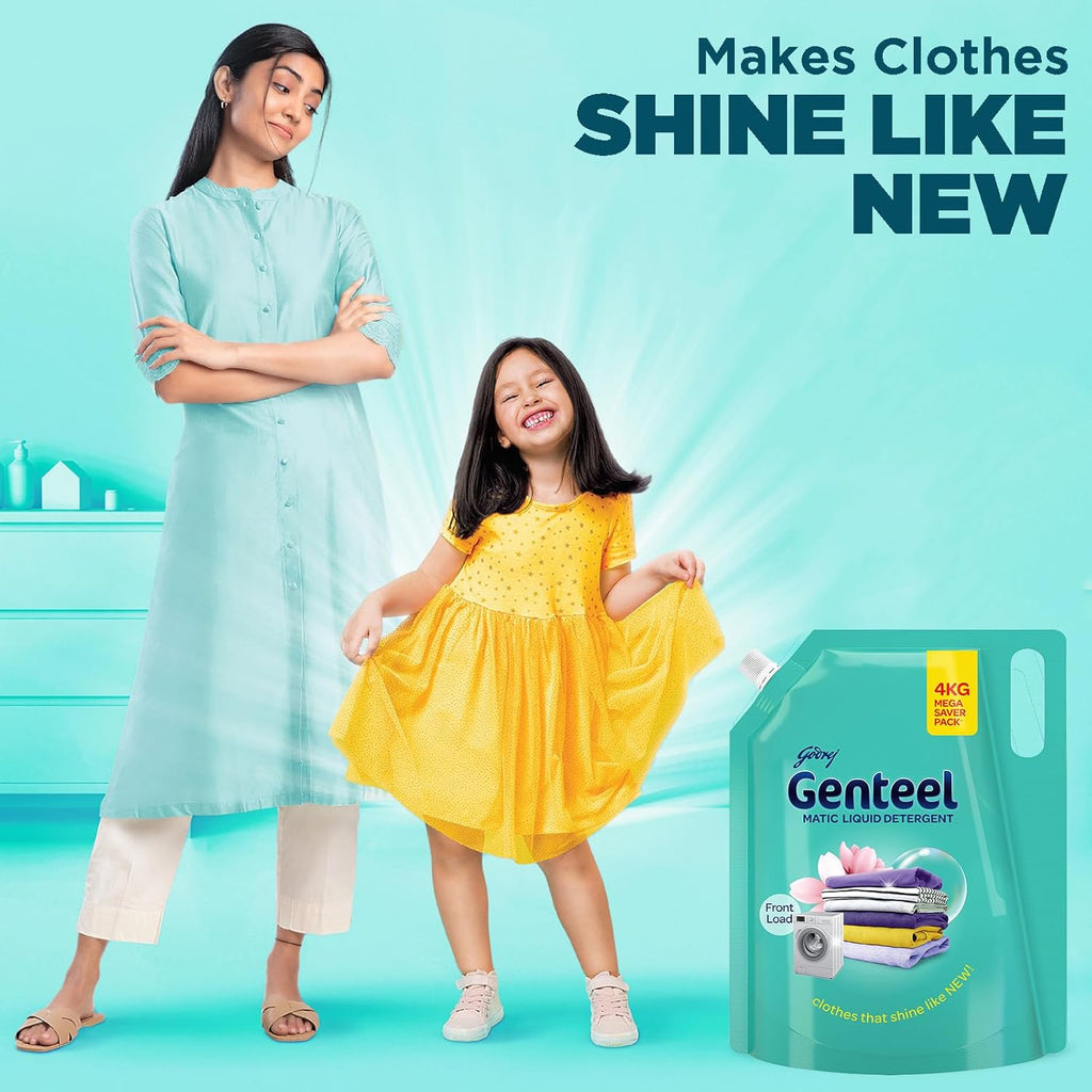 Genteel Matic Liquid Detergent Refill Pouch for Front load Washing - 4kg