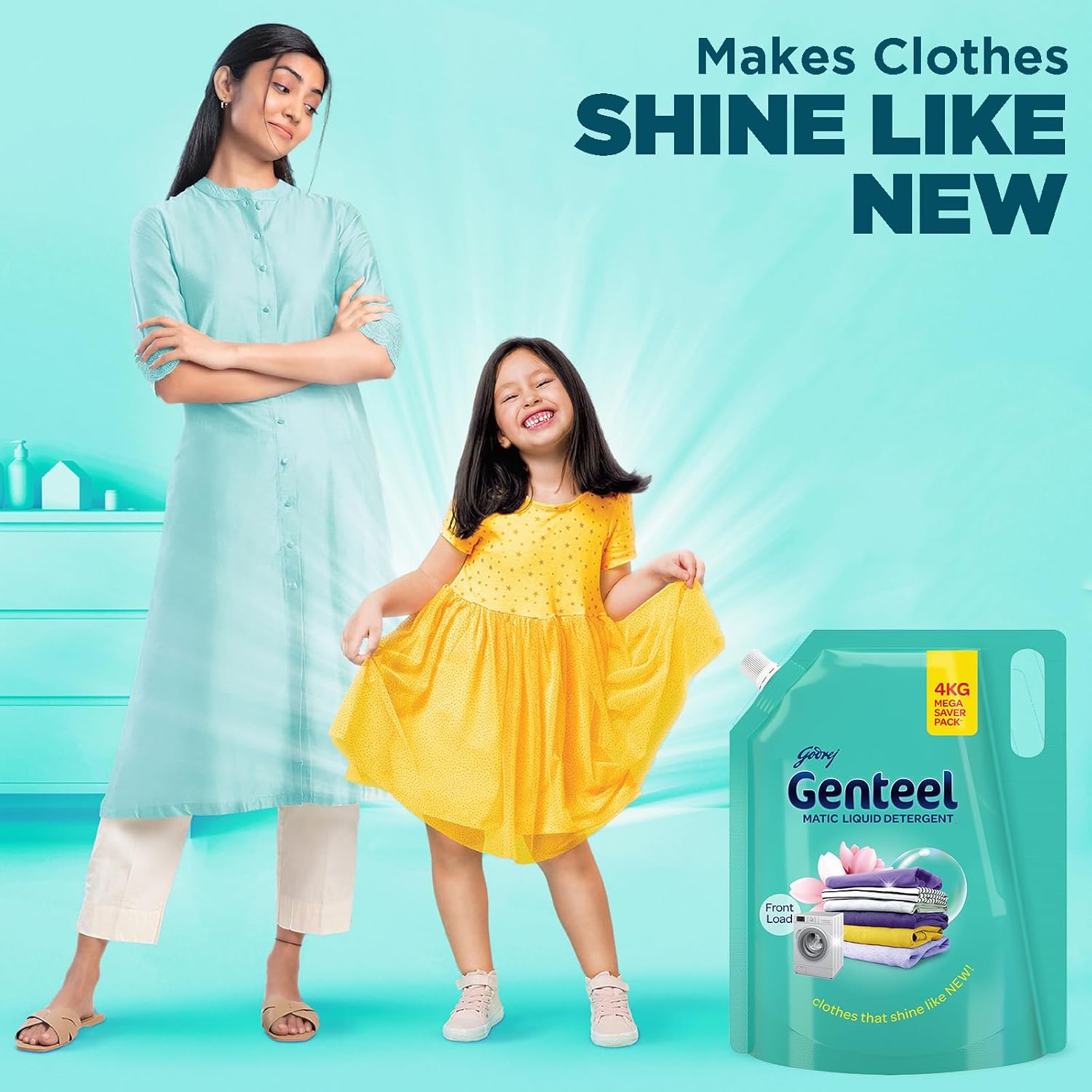 Genteel Matic Liquid Detergent Refill Pouch for Front load Washing - 4kg