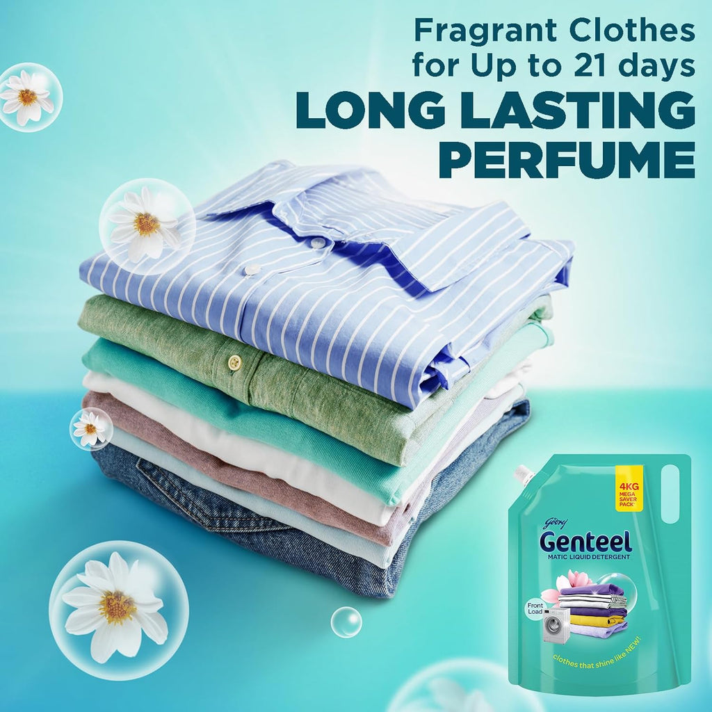 Genteel Matic Liquid Detergent Refill Pouch for Front load Washing - 4kg