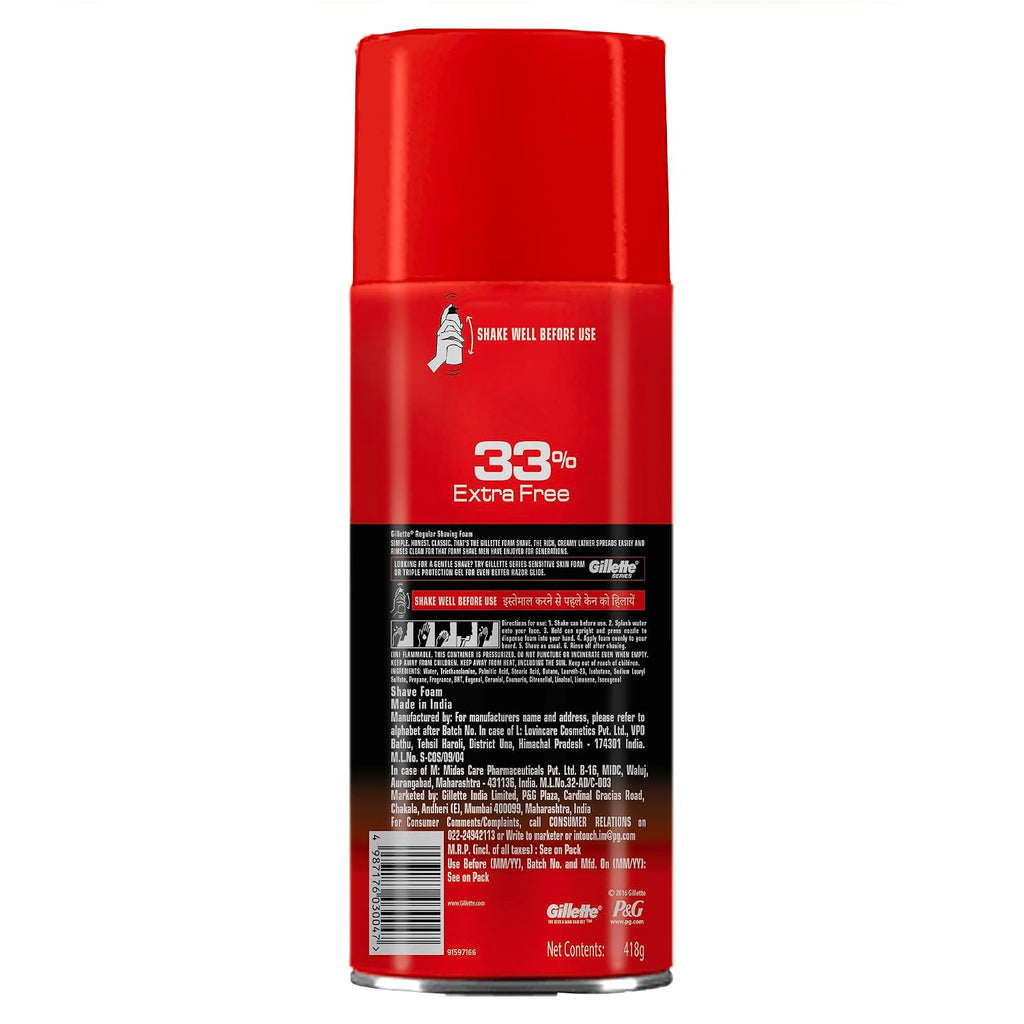 Gillette Classic Regular Pre Shave Foam, 418g
