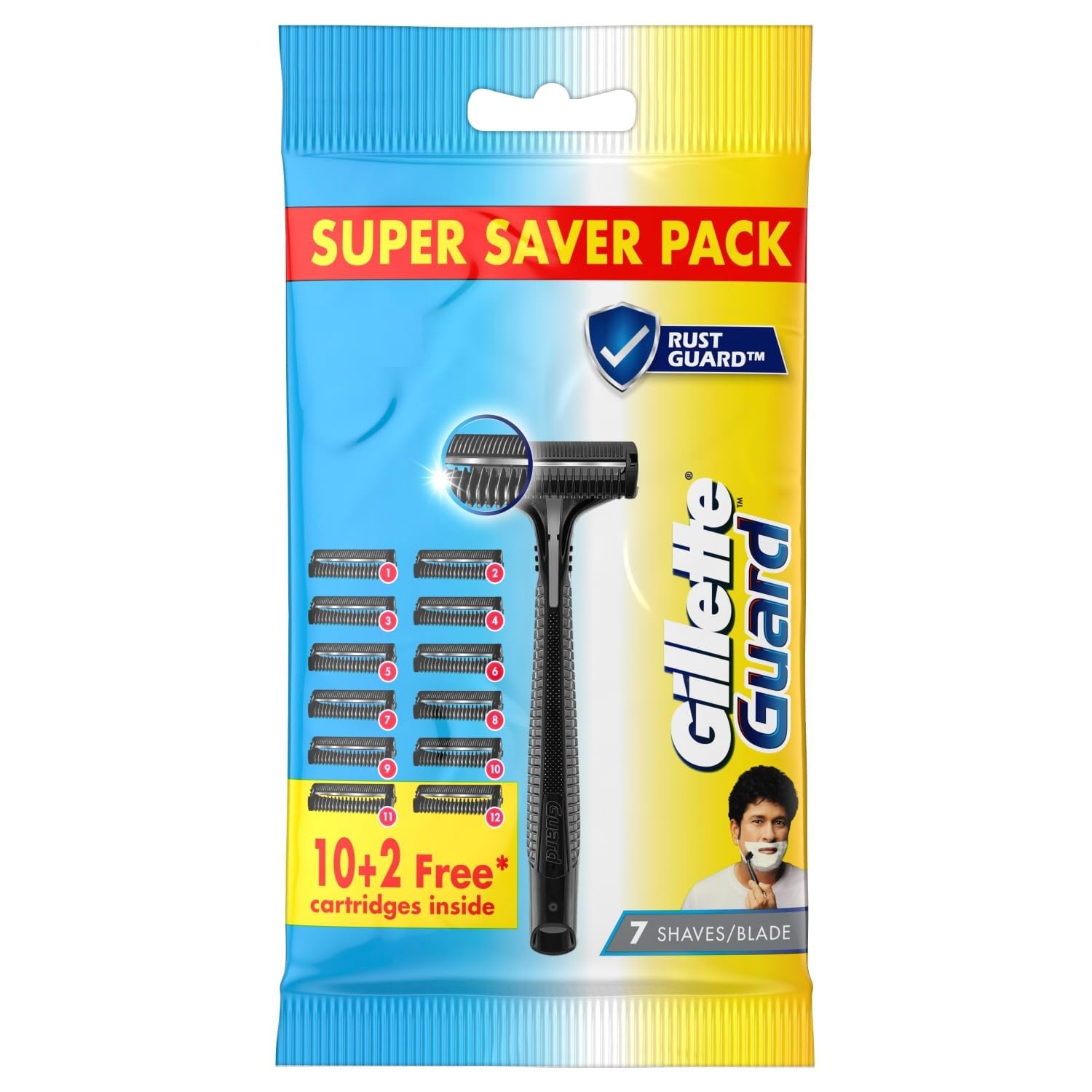 Gillette Guard Shaving Razor For Men (1 Razor With 12 Blades)