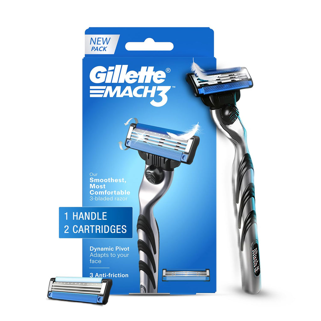 Gillette Mach 3 (Handle + 2 Cartridges) Shaving Razor For Men