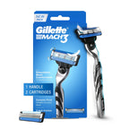 Gillette Mach 3 (Handle + 2 Cartridges) Shaving Razor For Men