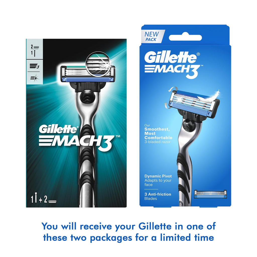 Gillette Mach 3 (Handle + 2 Cartridges) Shaving Razor For Men