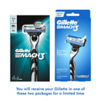 Gillette Mach 3 (Handle + 2 Cartridges) Shaving Razor For Men