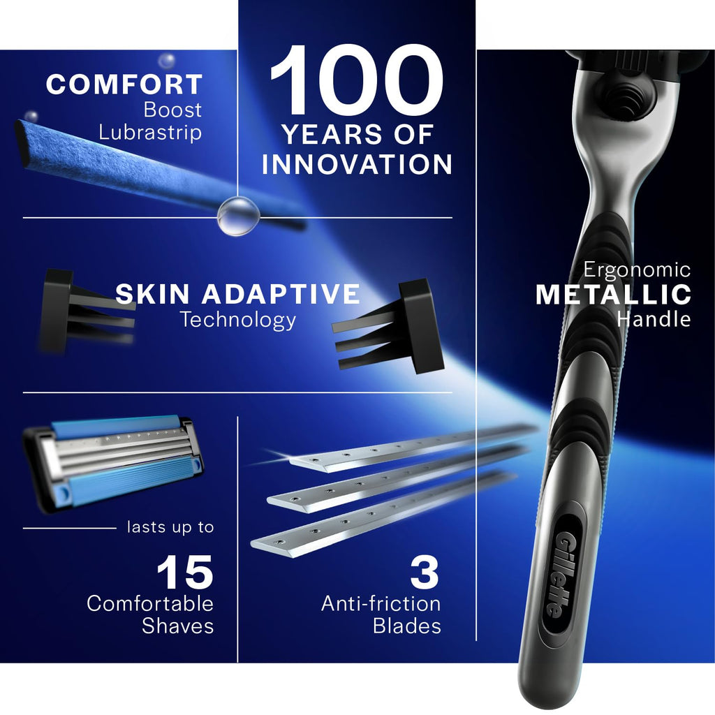 Gillette Mach 3 (Handle + 2 Cartridges) Shaving Razor For Men