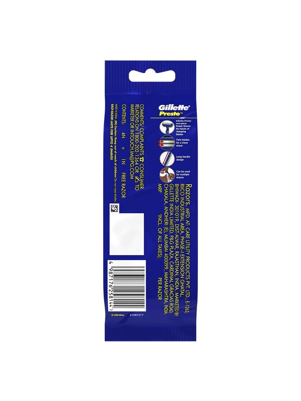 Gillette Presto Manual Shaving Razor(Pack of 5)